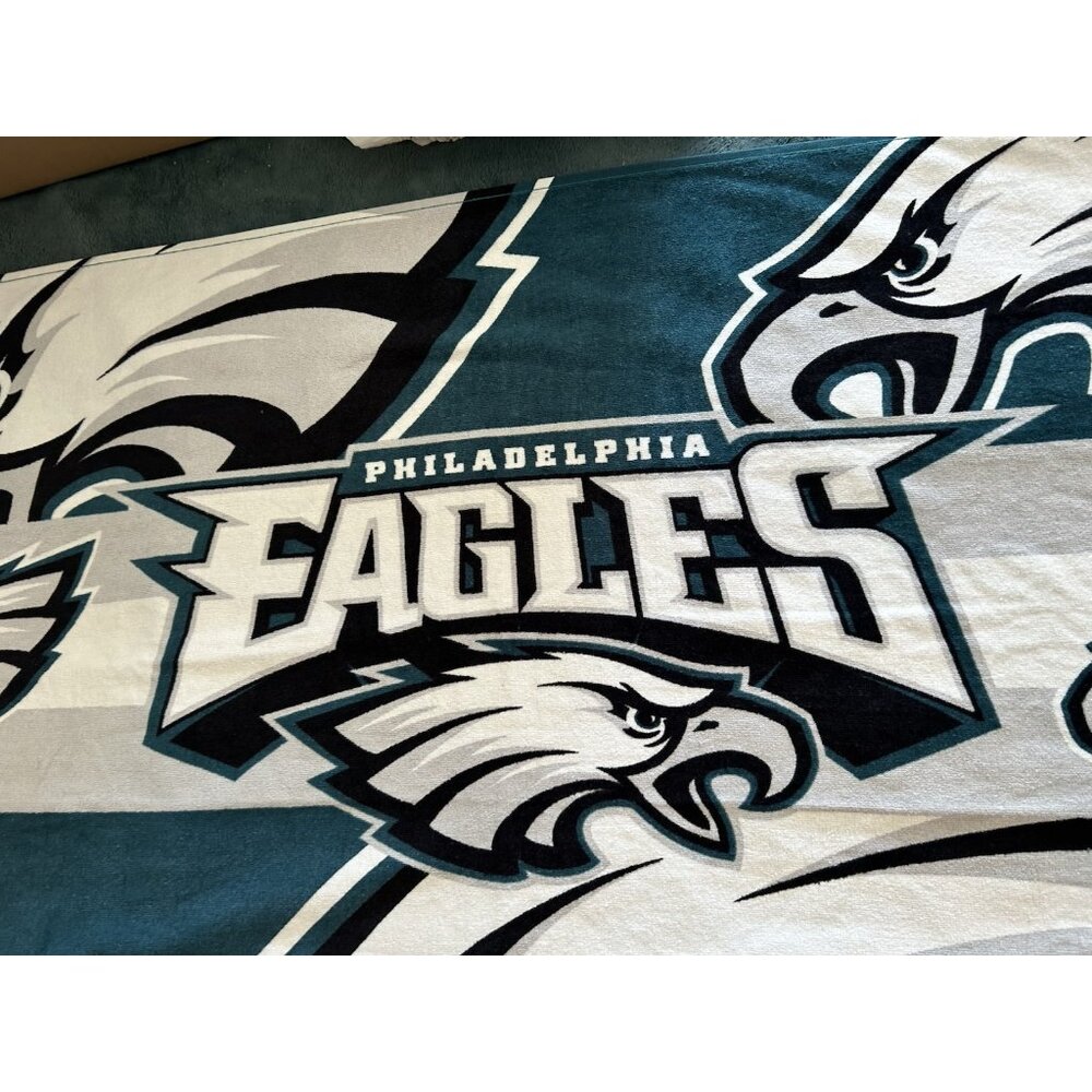 Vintage 90s Philadelphia Eagles Beach Towel 58” x 28” NFL Football McArthur